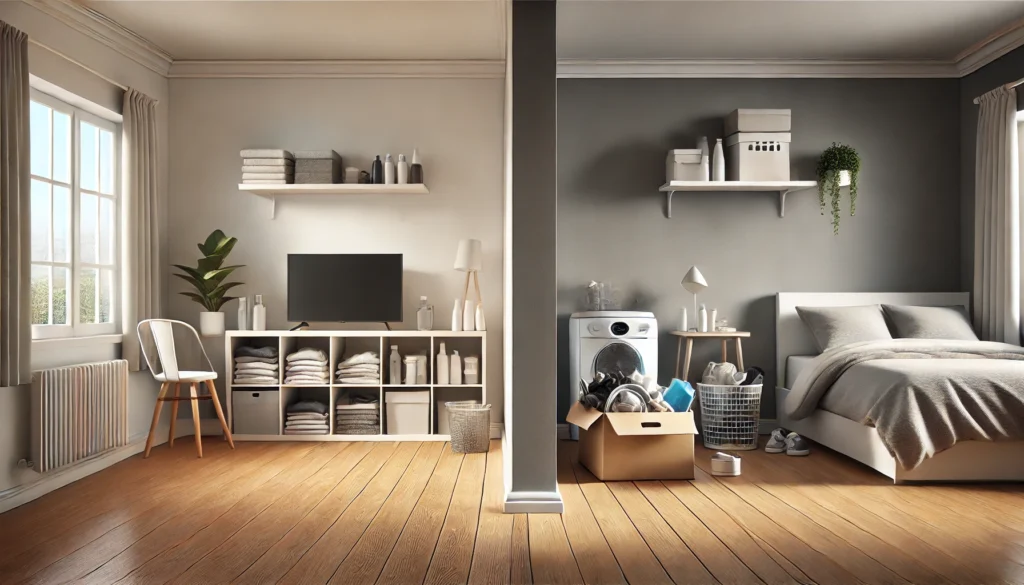 ネズミの見張り番の使いやすさと臭いの残留リスクなどのデメリットを視覚的に比較した家庭内の対比シーンの写真