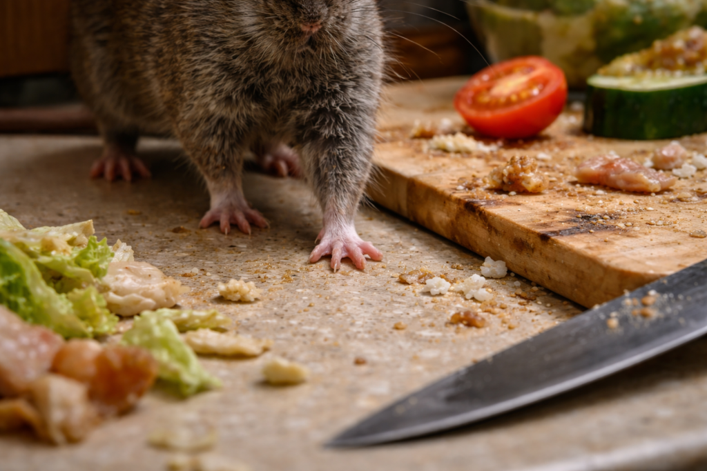 ネズミから人間へ感染症がうつる主な経路のイメージ