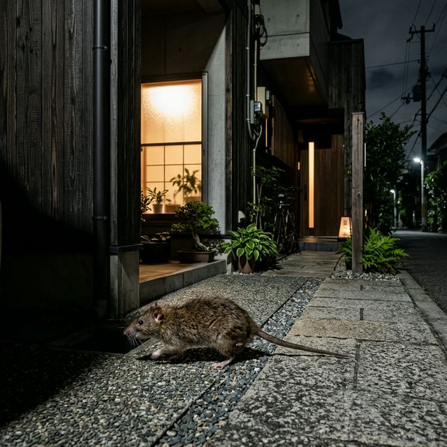 ネズミ駆除のホウ酸団子と住宅のイメージ