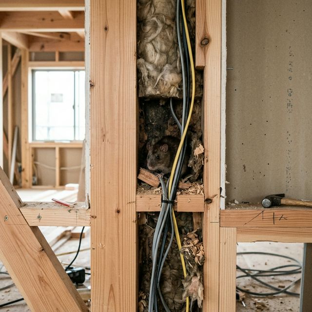 ネズミが壁の中で音を立てている様子