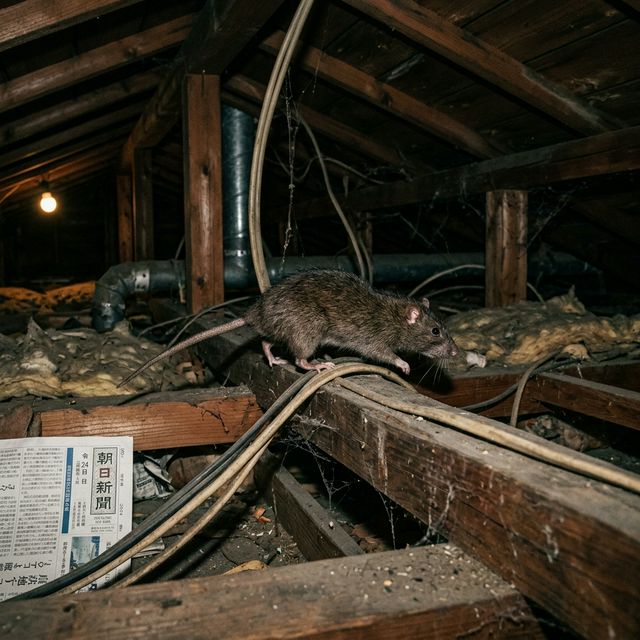 ネズミが夜中に活発に走り回る様子