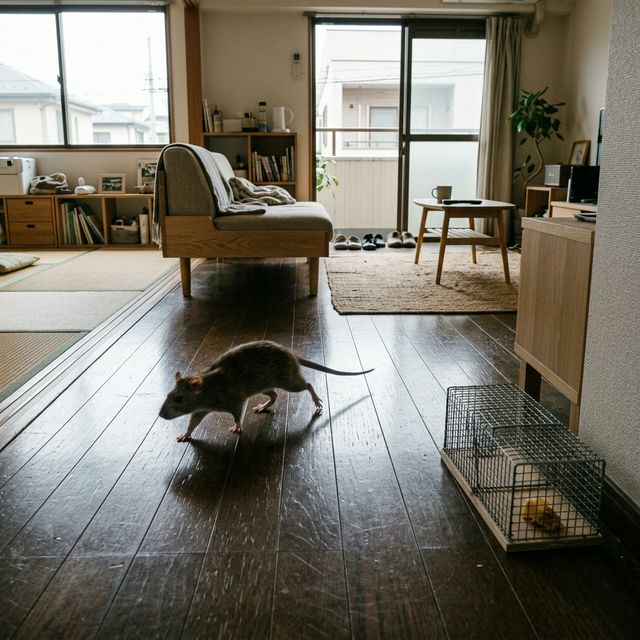 ホウ酸団子が効かないスーパーラットが室内を走り回っている様子