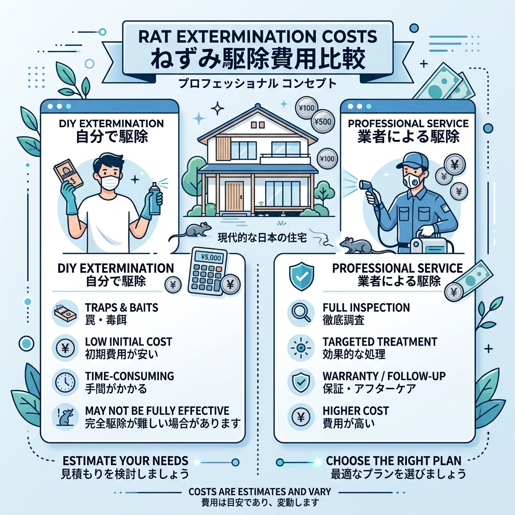 ネズミ駆除の費用相場を比較するグラフ
