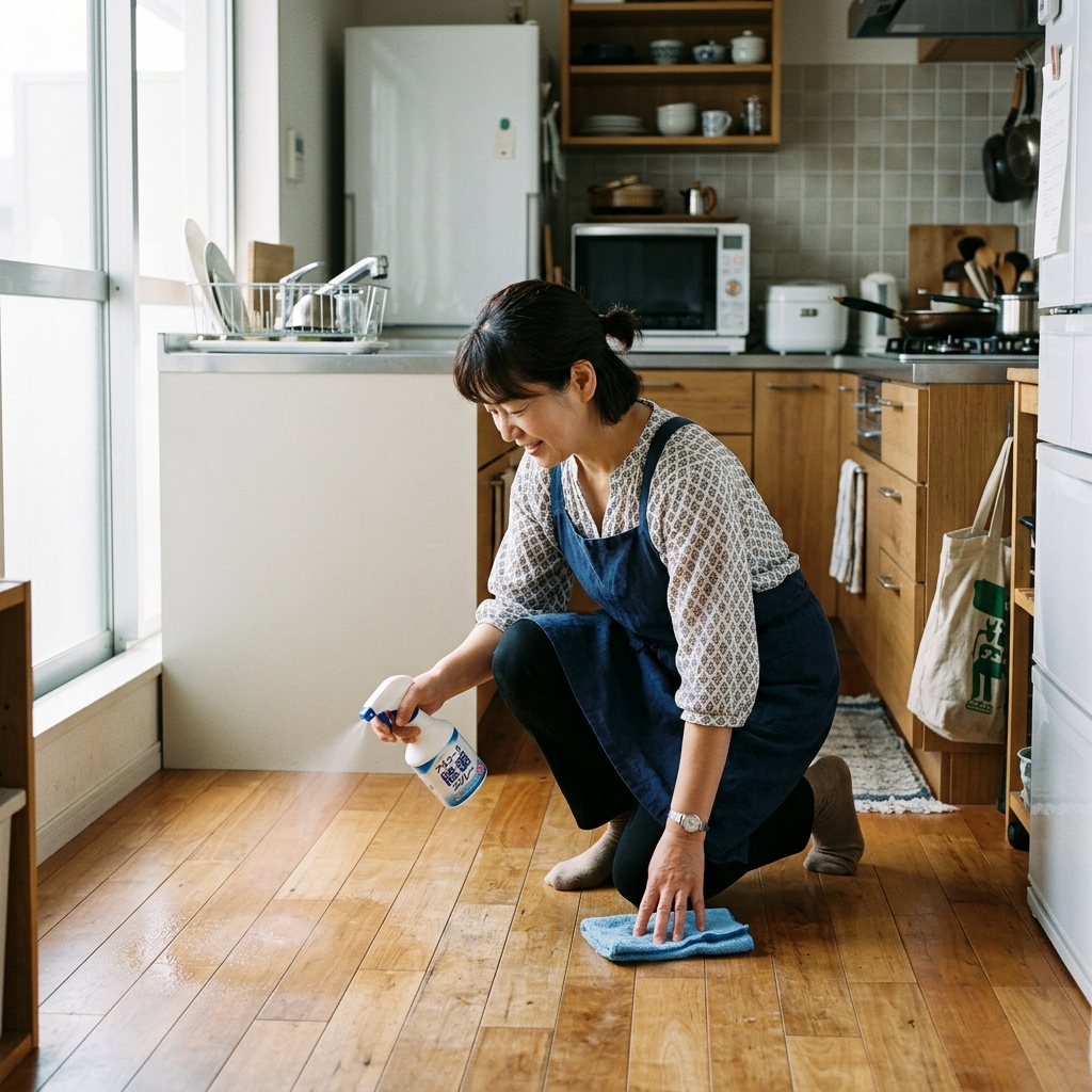 ネズミ処分後のアルコール消毒スプレー