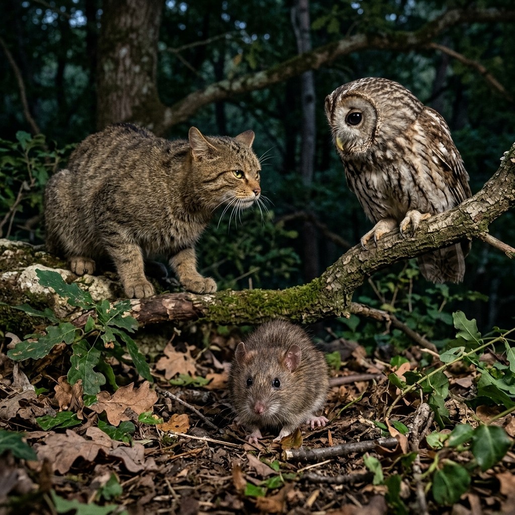 ネズミの天敵である猫やフクロウ