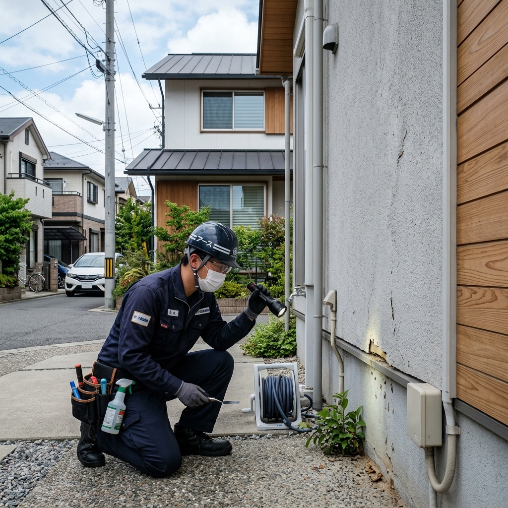 安心して生活できるようになった清潔な家と笑顔の家族