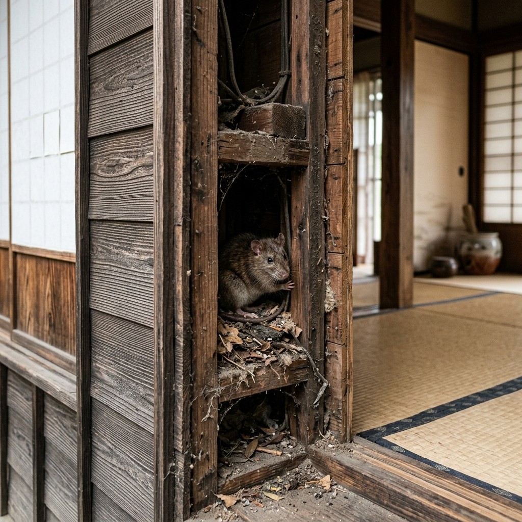 壁の中を移動するネズミと超音波の透過性