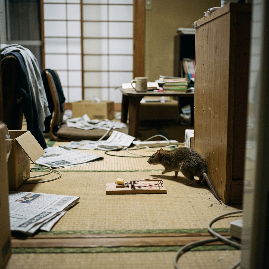 捕獲器を避けて通るネズミのイメージ