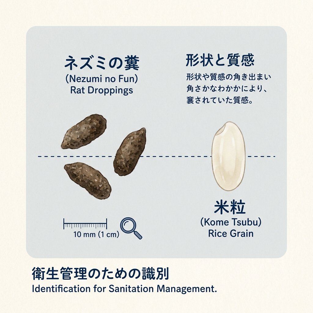 ネズミのフンの特徴と見分け方