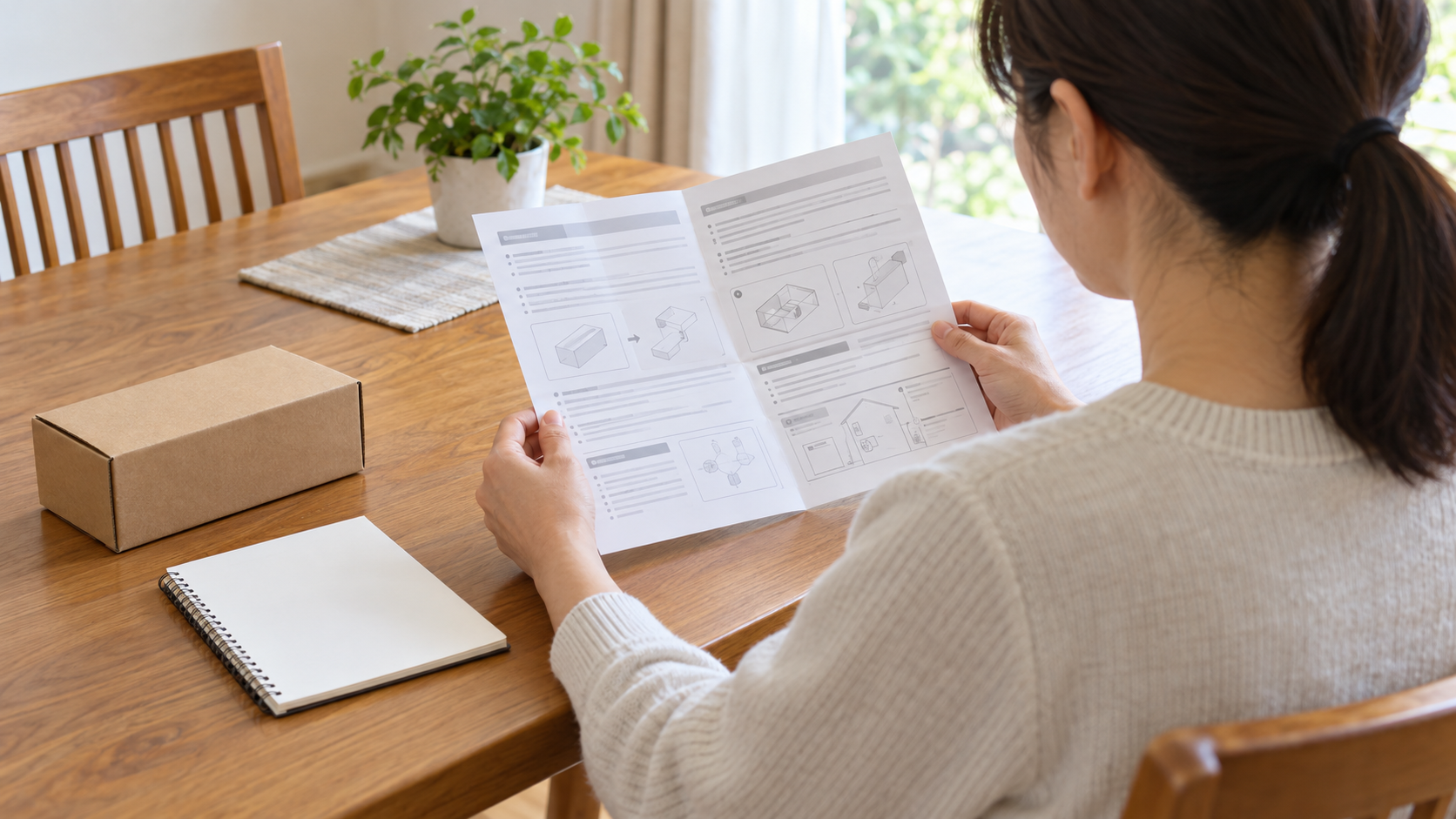 自宅で説明書を読み使用前の確認をする人のイメージ